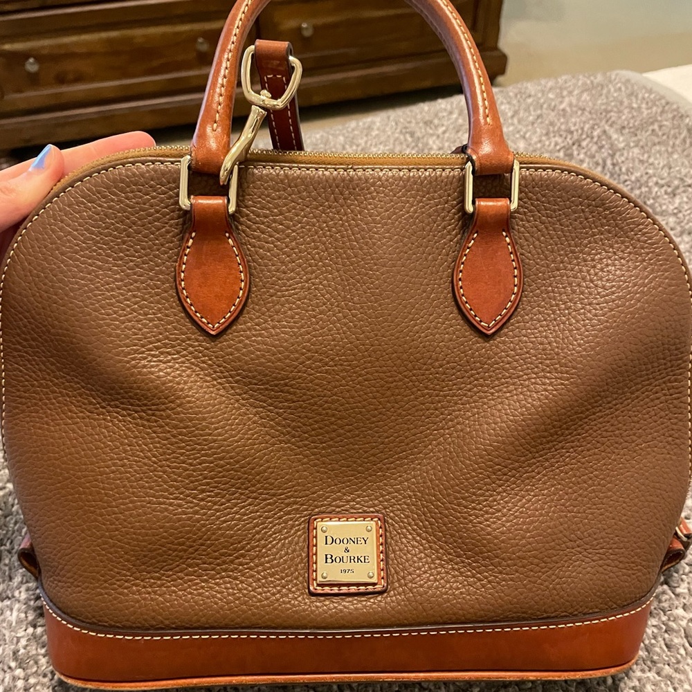 Brown leather Dooney & Bourke purse - long strap (removable) and handles.